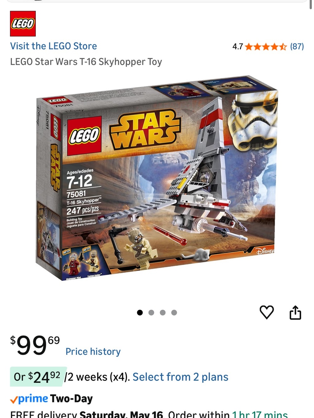 LEGO Star Wars T-16 Skyhopper Toy - White, Gray, Red